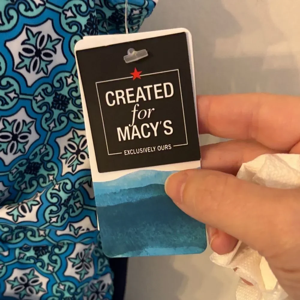 Swim Solutions Macy’s tummy control bust support geometric One Piece Swimsuit 14 - Picture 6 of 13